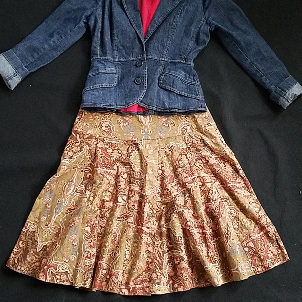 Chaps fall colors circle skirt size 8